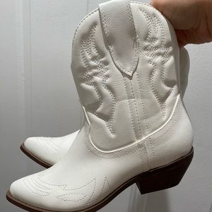 White ankle cowboy boots